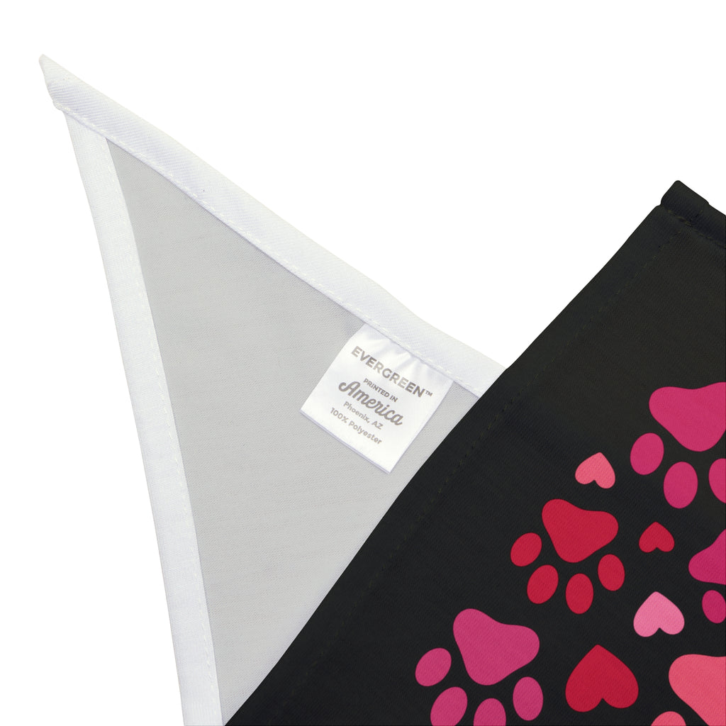 Heart Paw Print Pet Bandana — Pink Paw Heart Dog & Cat Scarf for Valentine’s Day