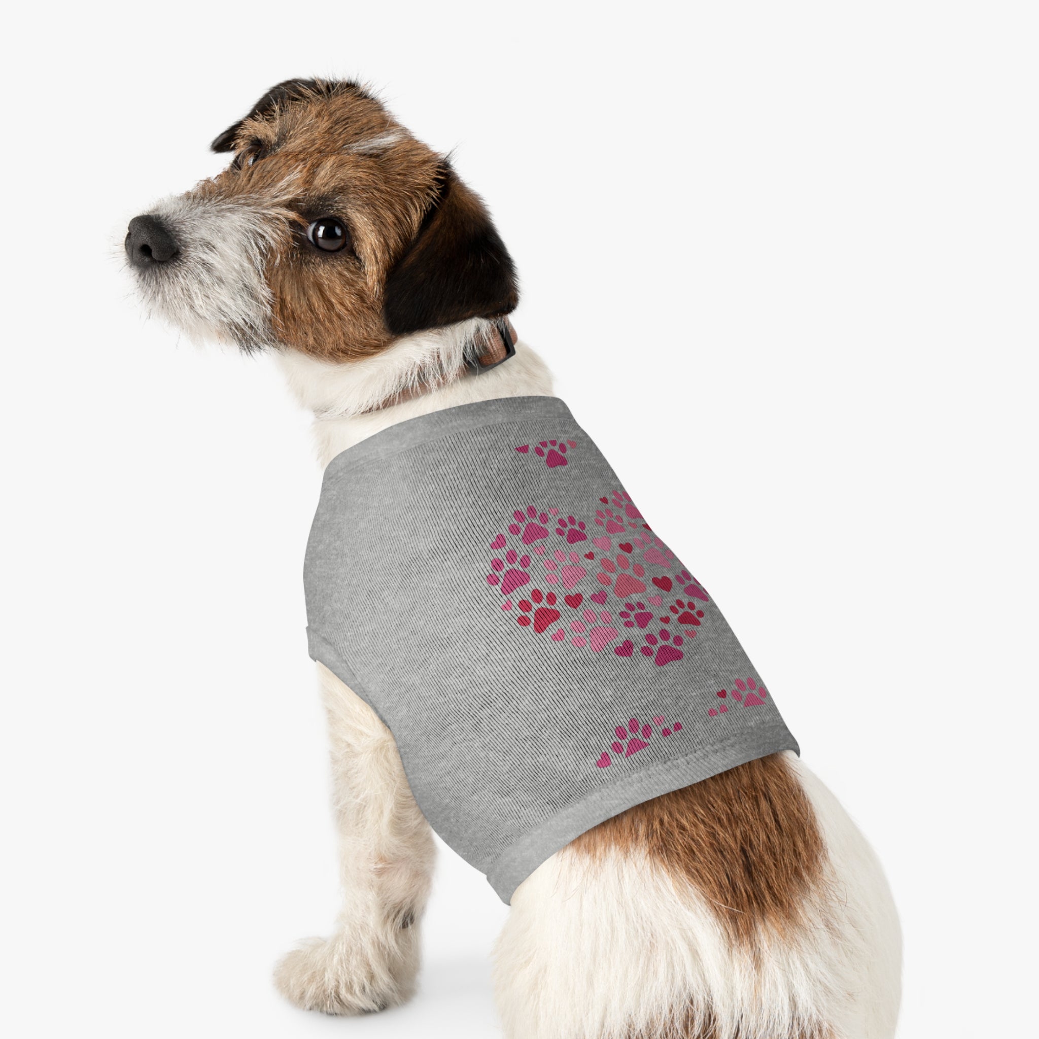 Pet Tank Top — Pink Paw Heart Dog & Cat Tee for Valentines & Everyday Wear