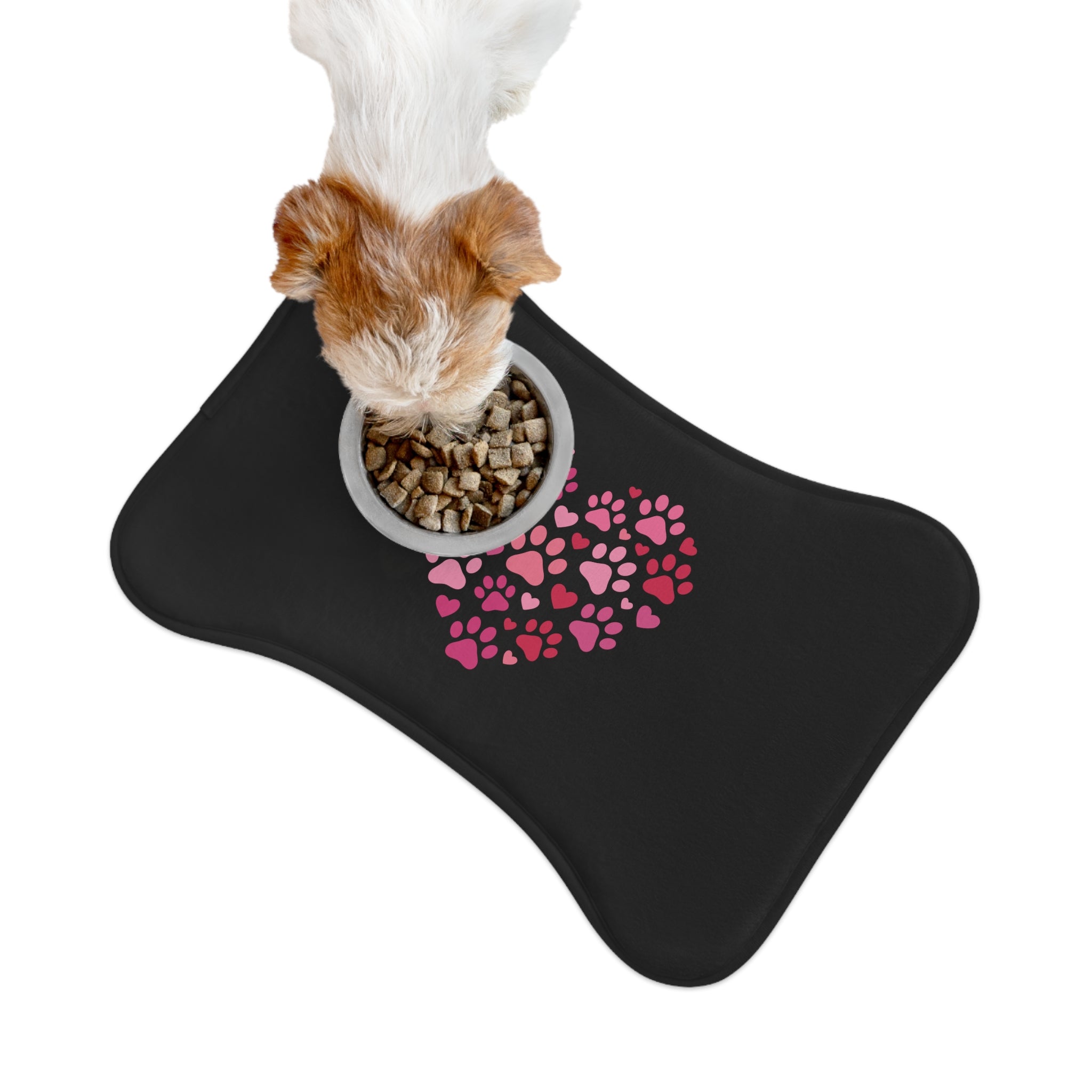 Heart Paw Pet Feeding Mat — Pink Valentine Placemat for Dogs & Cats
