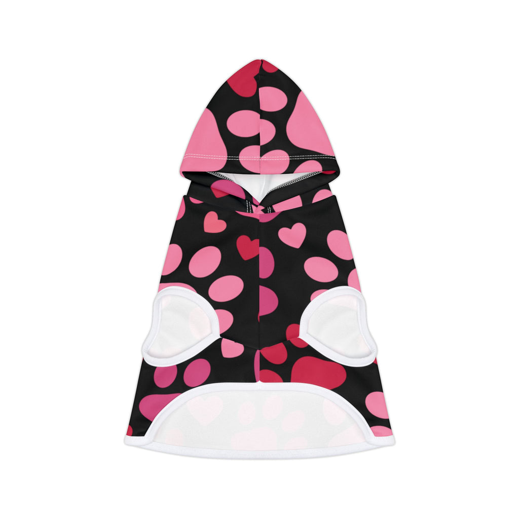 Pet Hoodie — Pink Paw Hearts Dog & Cat Hoodie (Valentine’s Pet Apparel)