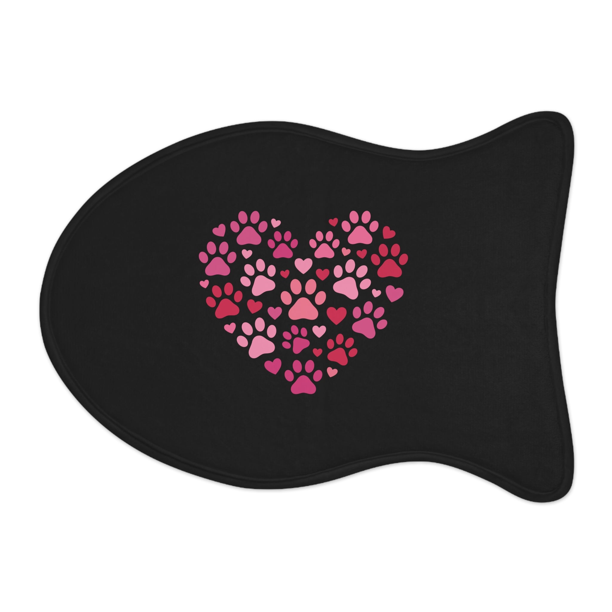Heart Paw Pet Feeding Mat — Pink Valentine Placemat for Dogs & Cats