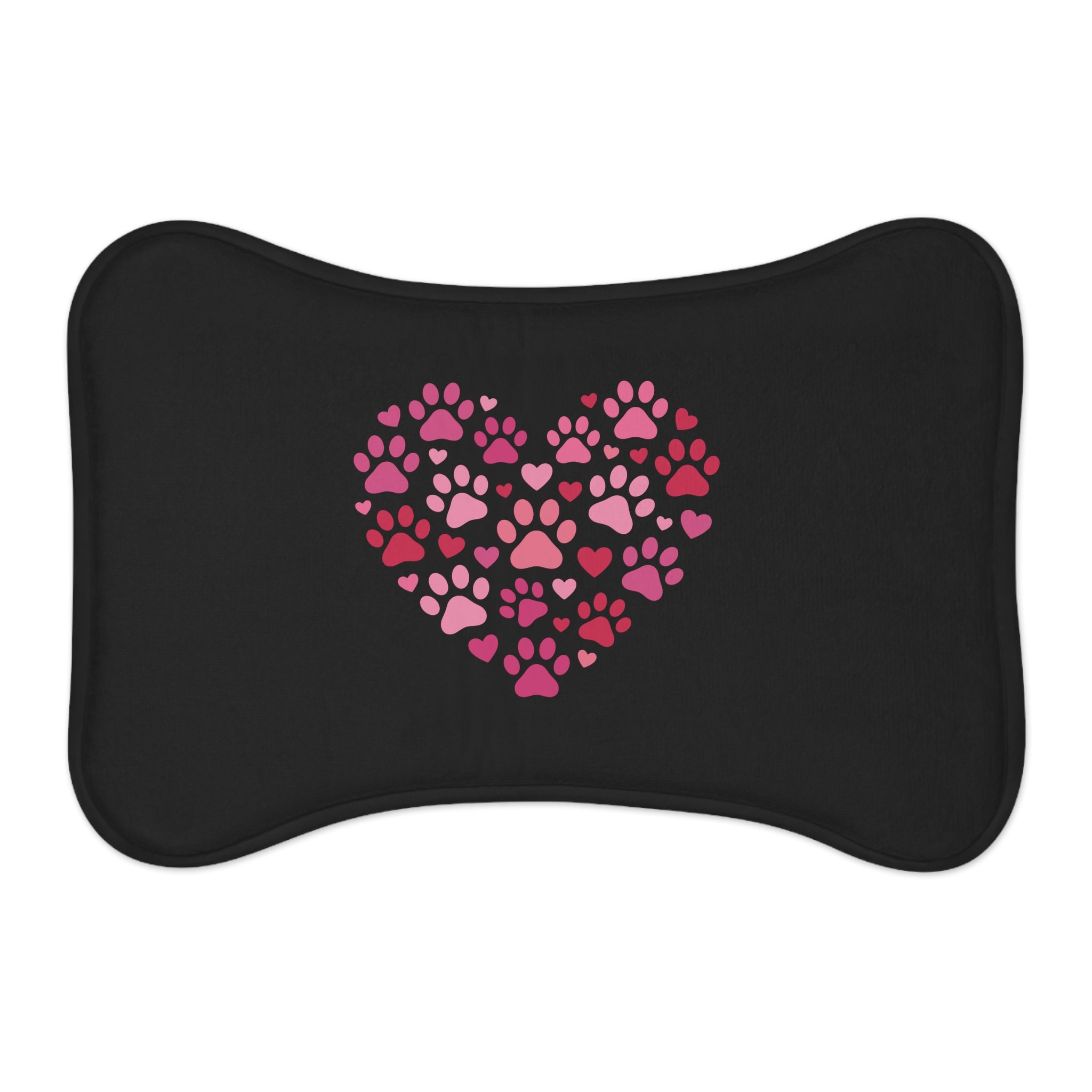Heart Paw Pet Feeding Mat — Pink Valentine Placemat for Dogs & Cats
