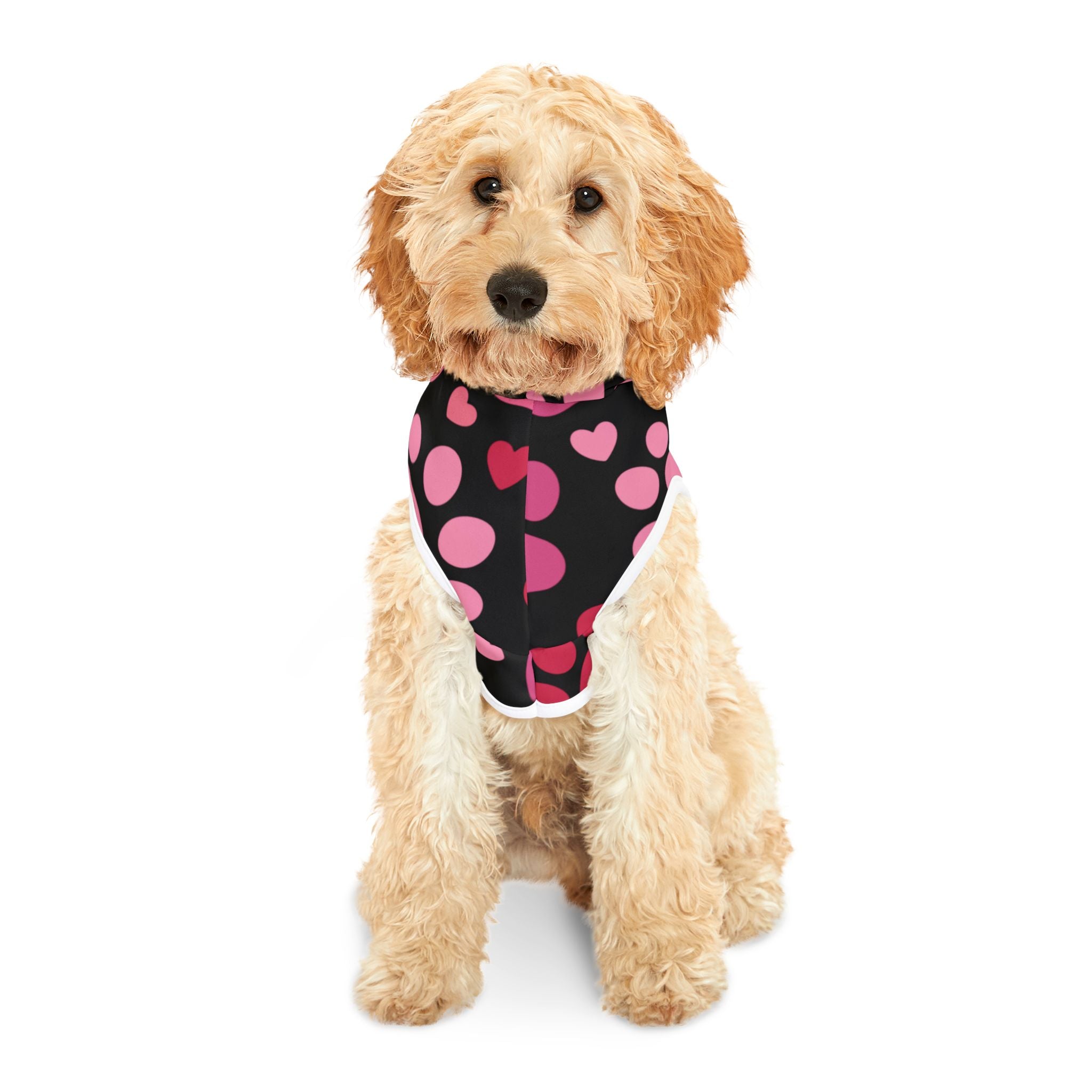 Pet Hoodie — Pink Paw Hearts Dog & Cat Hoodie (Valentine’s Pet Apparel)