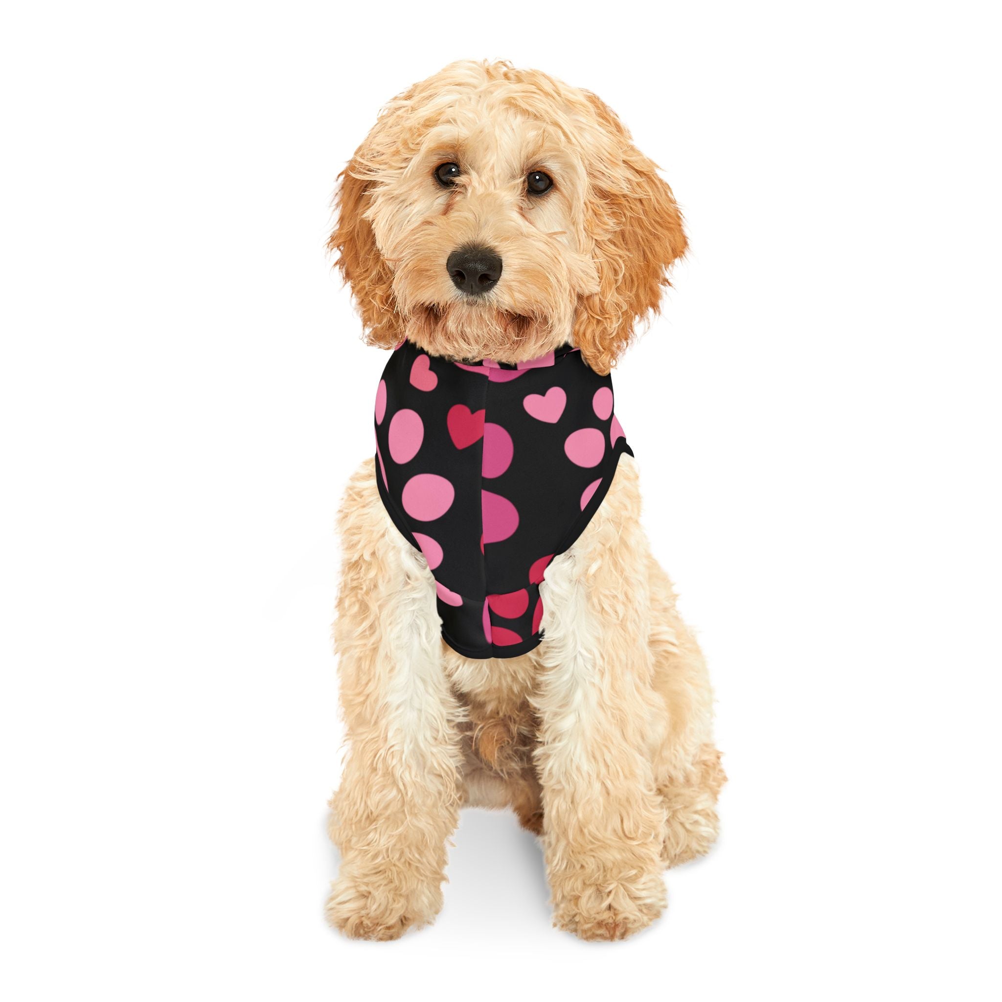 Pet Hoodie — Pink Paw Hearts Dog & Cat Hoodie (Valentine’s Pet Apparel)