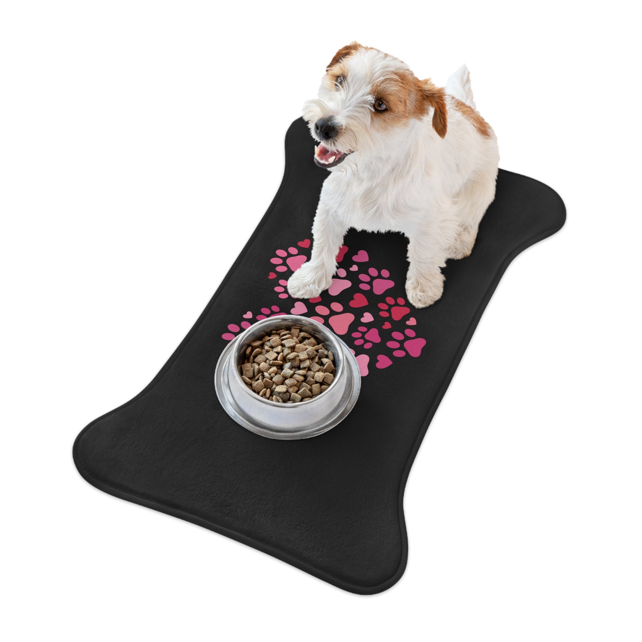 Heart Paw Pet Feeding Mat — Pink Valentine Placemat for Dogs & Cats