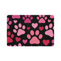 Heart Paw Print Pet Food Mat — 12x18 Spill-Resistant Feeding Mat for Dogs & Cats