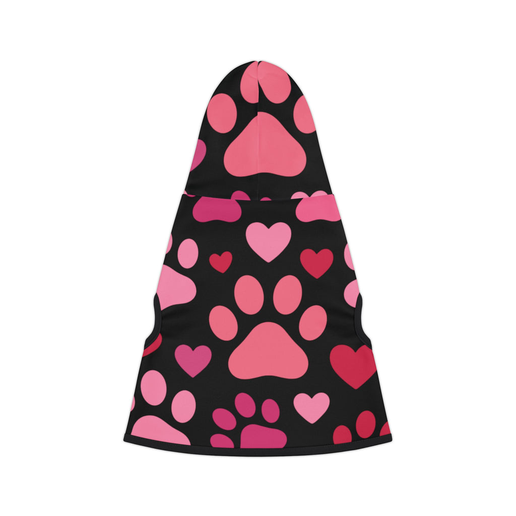 Pet Hoodie — Pink Paw Hearts Dog & Cat Hoodie (Valentine’s Pet Apparel)