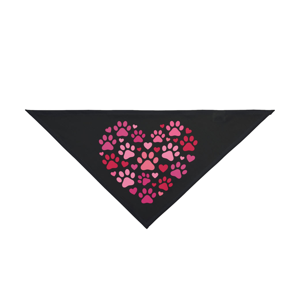 Heart Paw Print Pet Bandana — Pink Paw Heart Dog & Cat Scarf for Valentine’s Day