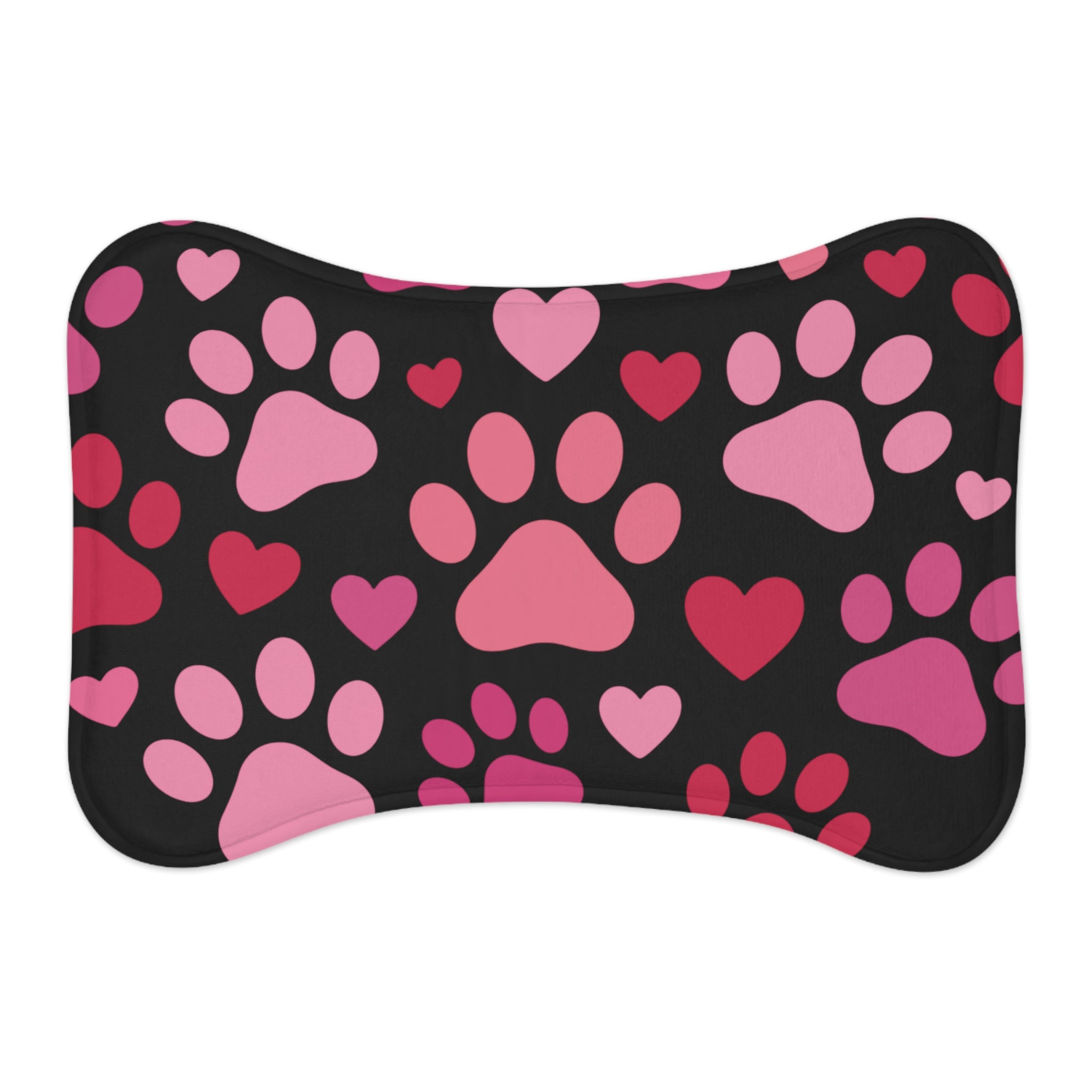 Heart Paw Pet Feeding Mat — Pink Valentine Placemat for Dogs & Cats