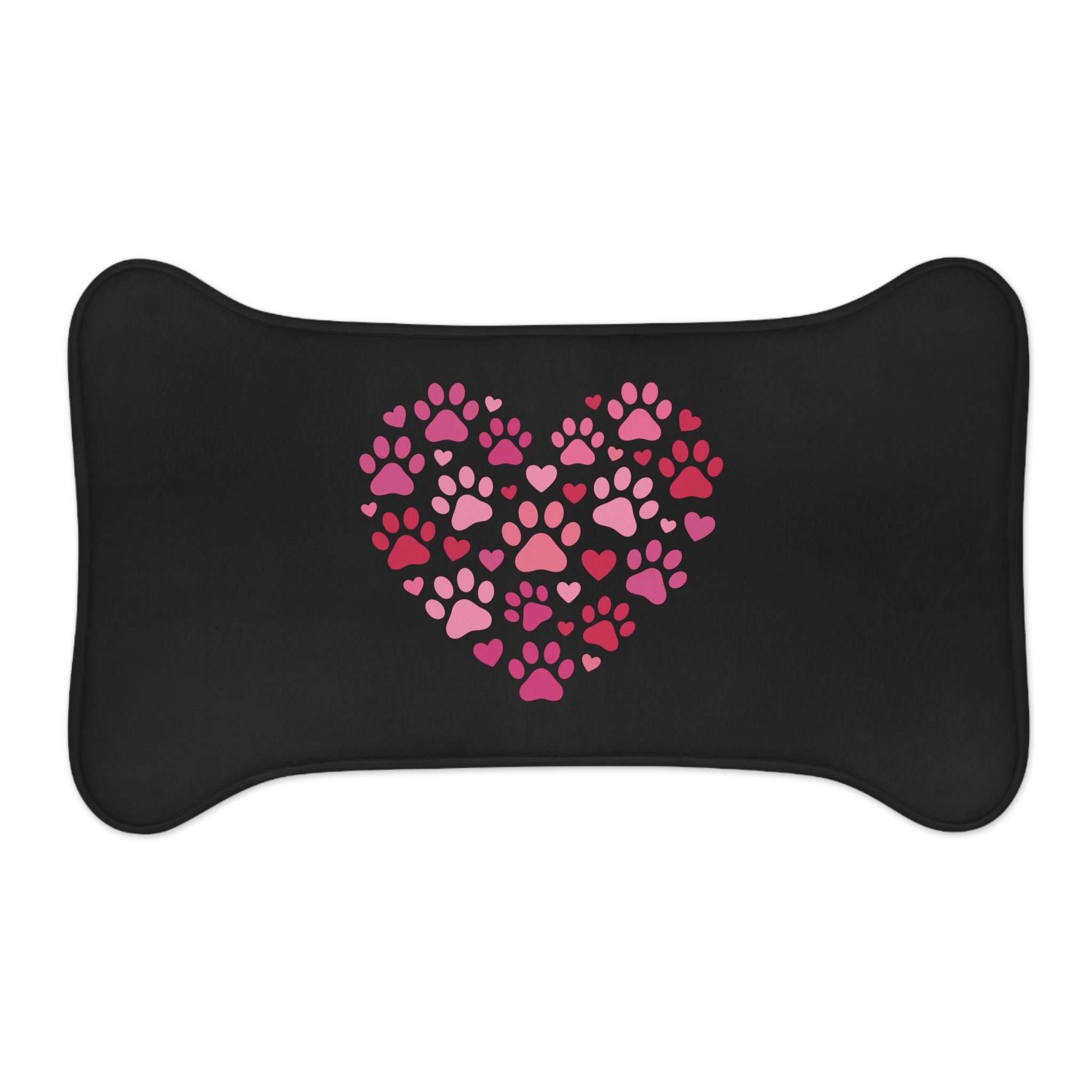 Heart Paw Pet Feeding Mat — Pink Valentine Placemat for Dogs & Cats